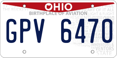 OH license plate GPV6470