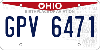 OH license plate GPV6471