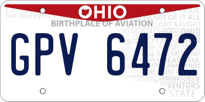 OH license plate GPV6472