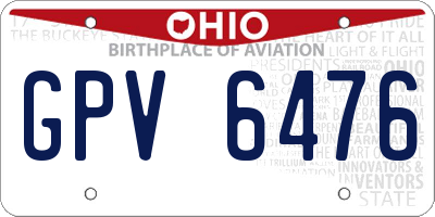 OH license plate GPV6476