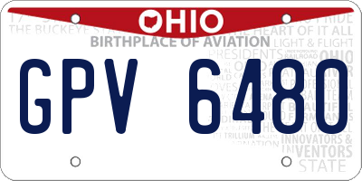 OH license plate GPV6480