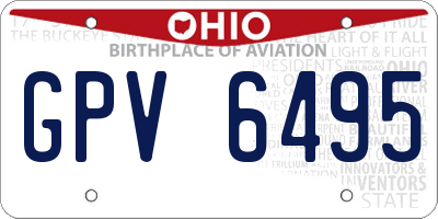OH license plate GPV6495