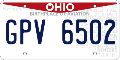 OH license plate GPV6502