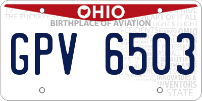 OH license plate GPV6503
