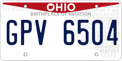 OH license plate GPV6504