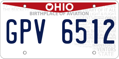 OH license plate GPV6512