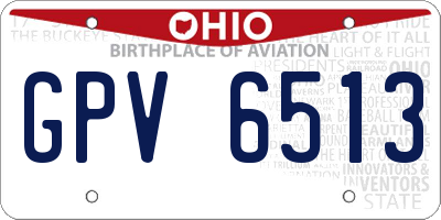 OH license plate GPV6513