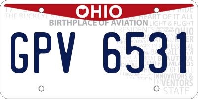 OH license plate GPV6531