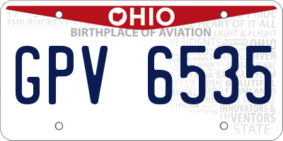 OH license plate GPV6535