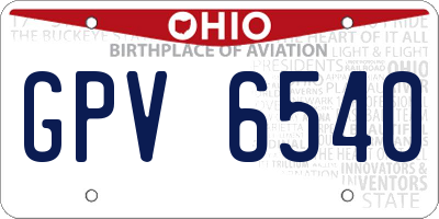 OH license plate GPV6540