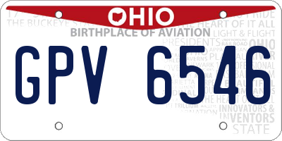 OH license plate GPV6546