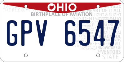 OH license plate GPV6547