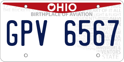 OH license plate GPV6567