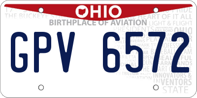 OH license plate GPV6572