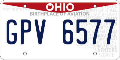 OH license plate GPV6577
