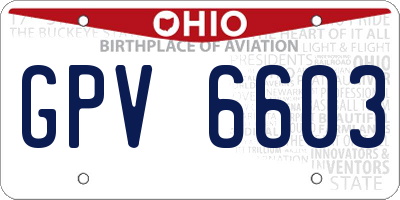 OH license plate GPV6603