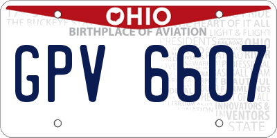 OH license plate GPV6607