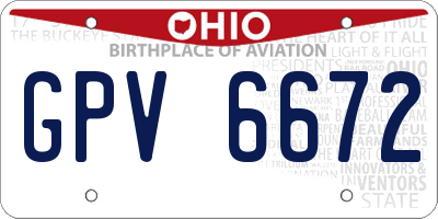 OH license plate GPV6672
