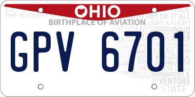 OH license plate GPV6701