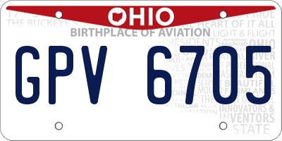 OH license plate GPV6705