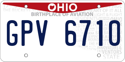 OH license plate GPV6710