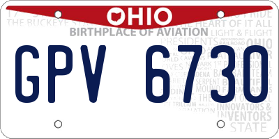 OH license plate GPV6730