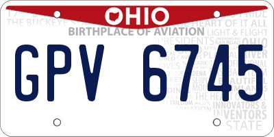 OH license plate GPV6745