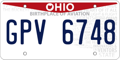 OH license plate GPV6748