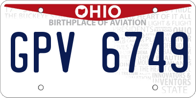 OH license plate GPV6749