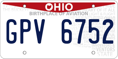 OH license plate GPV6752