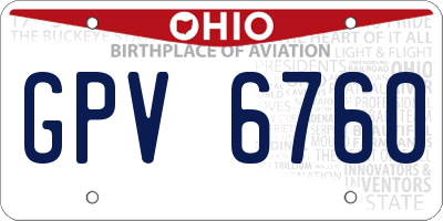 OH license plate GPV6760