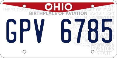OH license plate GPV6785