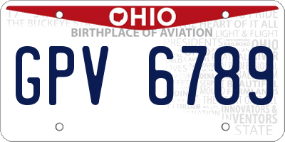 OH license plate GPV6789