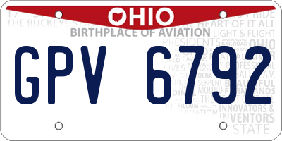 OH license plate GPV6792