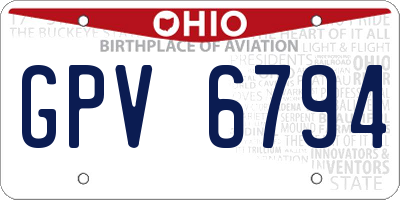 OH license plate GPV6794