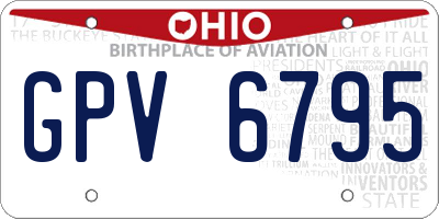 OH license plate GPV6795