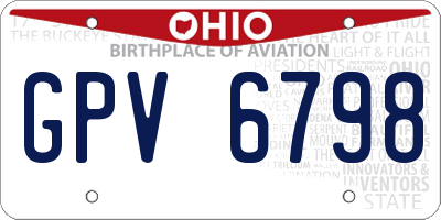 OH license plate GPV6798