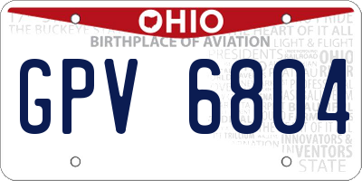 OH license plate GPV6804