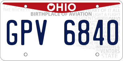 OH license plate GPV6840