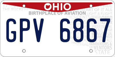 OH license plate GPV6867