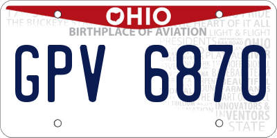 OH license plate GPV6870