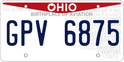 OH license plate GPV6875