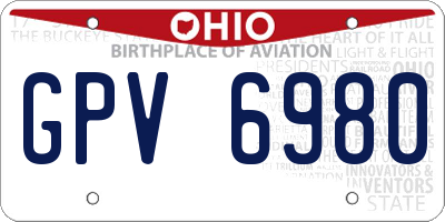 OH license plate GPV6980