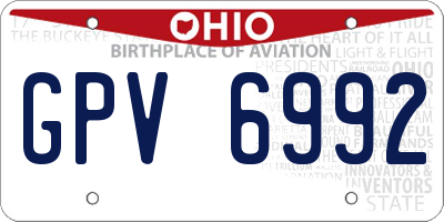 OH license plate GPV6992