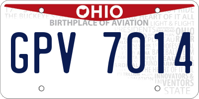 OH license plate GPV7014
