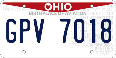 OH license plate GPV7018