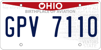 OH license plate GPV7110