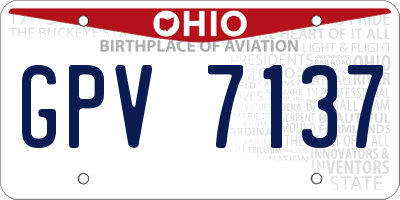 OH license plate GPV7137