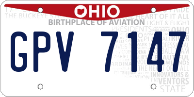 OH license plate GPV7147