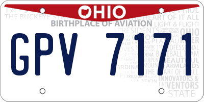 OH license plate GPV7171